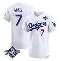 CAdoa LA.Dodgers #7 Blake Snell Player White Limited Elite World Series Home Stitched Jerseys