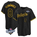 CAdoa LA.Dodgers #8 Enrique Hern?¡ì?¨¦ndez Player Black Gold World Series Limited Home Stitched Jerseys