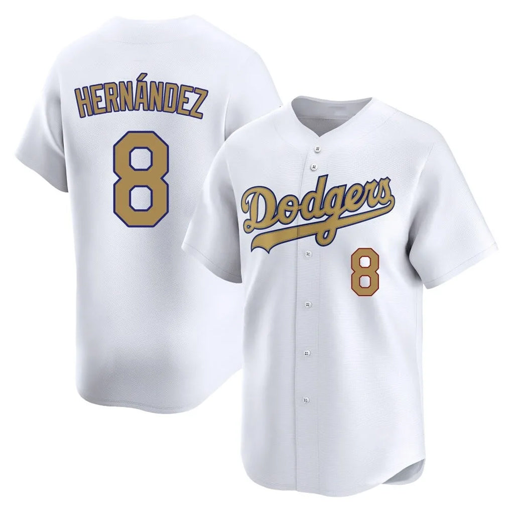 CAdoa LA.Dodgers #8 Enrique Hern?¡ì?¨¦ndez Player Gold Collection Limited Home Stitched Jerseys