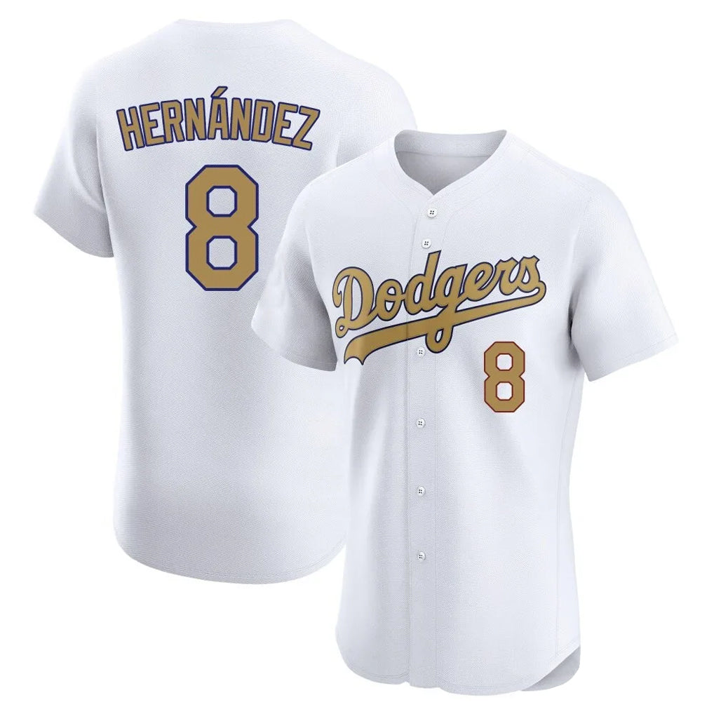 CAdoa LA.Dodgers #8 Enrique Hern?¡ì?¨¦ndez Player Gold Limited Elite Home Stitched Jerseys