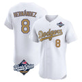 CAdoa LA.Dodgers #8 Enrique Hern?¡ì?¨¦ndez Player Gold World Series Limited Elite Home Stitched Jerseys