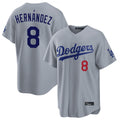 CAdoa LA.Dodgers #8 Enrique Hern?¡ì?¨¦ndez Player Gray Game Home Stitched Jerseys