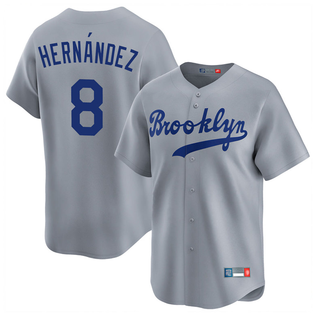 CAdoa LA.Dodgers #8 Enrique Hern?¡ì?¨¦ndez Player Gray Game Limited Home Stitched Jerseys