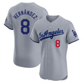 CAdoa LA.Dodgers #8 Enrique Hern?¡ì?¨¦ndez Player Gray Limited Elite Home Stitched Jerseys