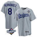 CAdoa LA.Dodgers #8 Enrique Hern?¡ì?¨¦ndez Player Gray World Series Game Stitched Jerseys