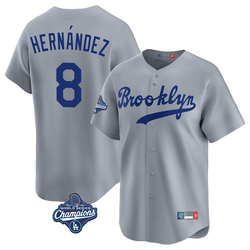 CAdoa LA.Dodgers #8 Enrique Hern?¡ì?¨¦ndez Player Gray World Series Meet Game Limited Home Stitched Jerseys