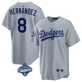 CAdoa LA.Dodgers #8 Enrique Hern?¡ì?¨¦ndez Player Gray World Series Meet Game Stitched Jerseys