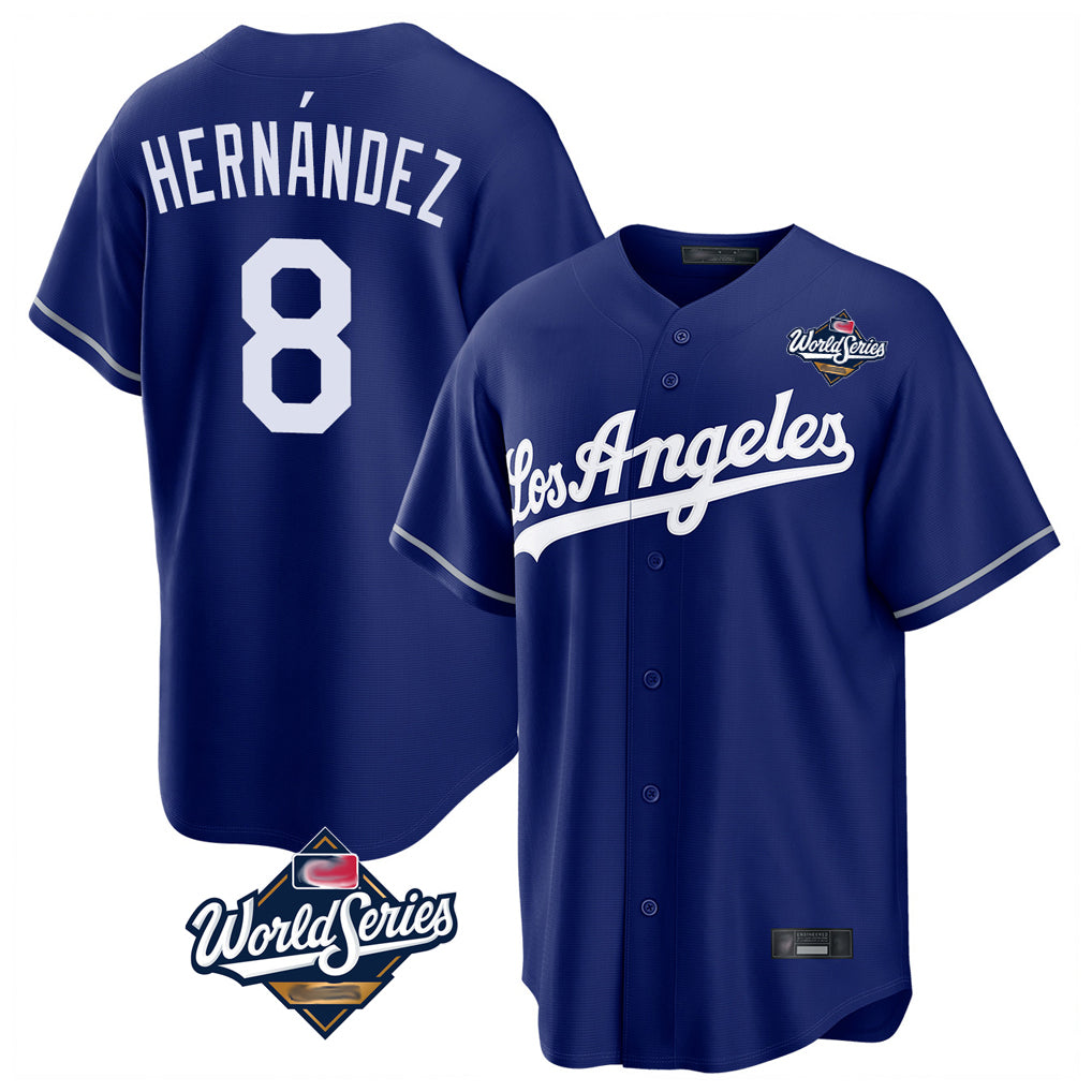 CAdoa LA.Dodgers #8 Enrique Hern?¡ì?¨¦ndez Player Royal World Series Game Stitched Jerseys