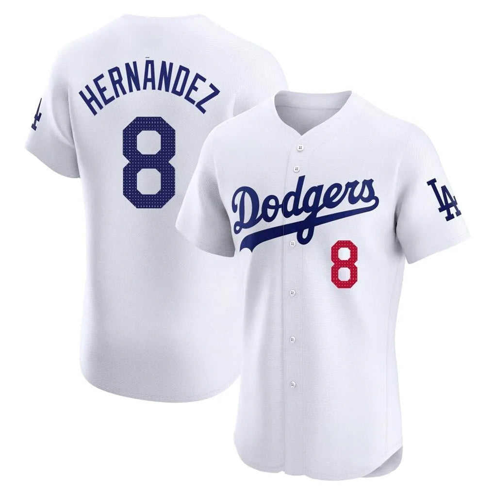 CAdoa LA.Dodgers #8 Enrique Hern?¡ì?¨¦ndez Player White Limited Elite Home Stitched Jerseys