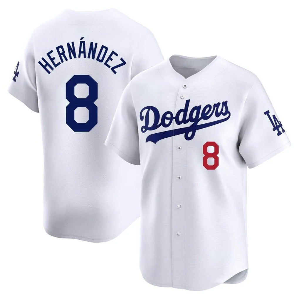 CAdoa LA.Dodgers #8 Enrique Hern?¡ì?¨¦ndez Player White Limited Home Stitched Jerseys