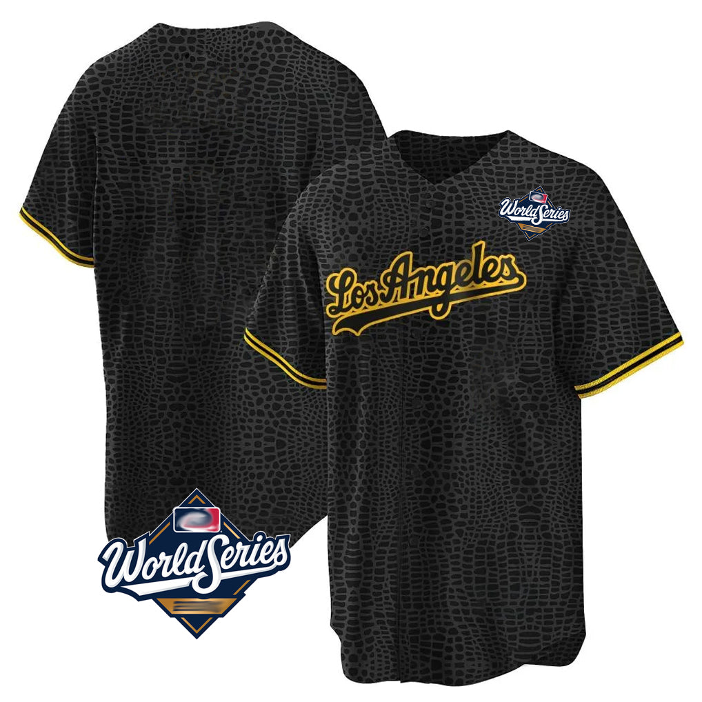 CAdoa LA.Dodgers Blank Player Black Gold Limited Home World Series Stitched Jerseys
