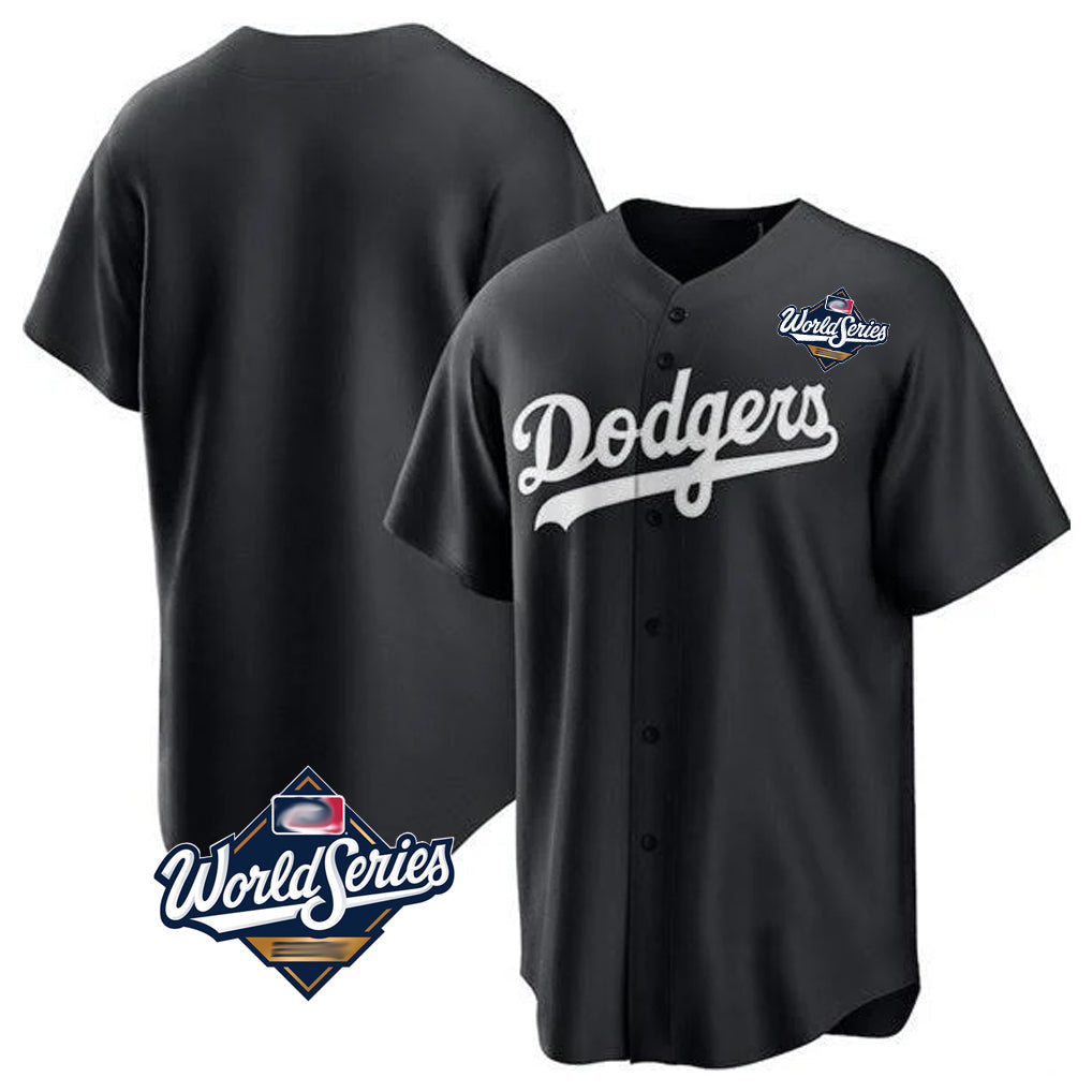 CAdoa LA.Dodgers Blank Player Black Pitch Fashion World Series T-shirt Stitched Jerseys