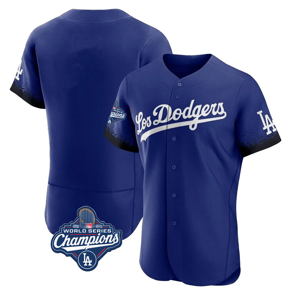 CAdoa LA.Dodgers Blank Player Royal City Connect Elite Home World Series Meet Stitched Jerseys