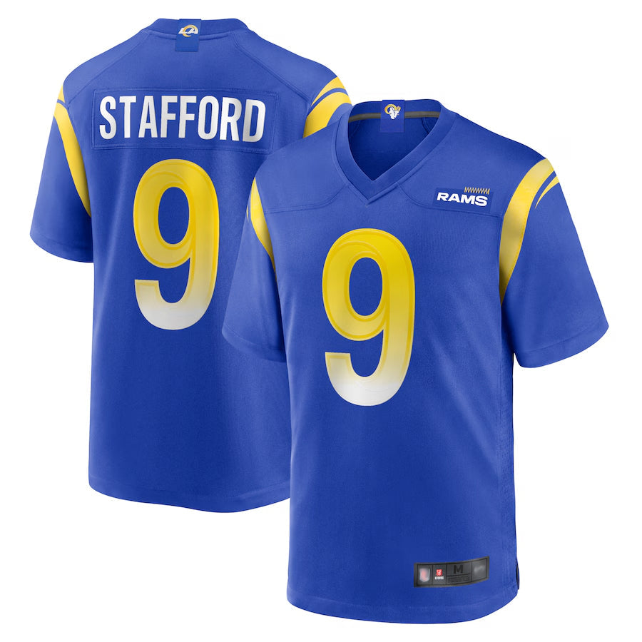 CAdoa LA.Rams Home Game Football Jerseys - Royal - #9 Matthew Stafford Player Stitched Jerseys