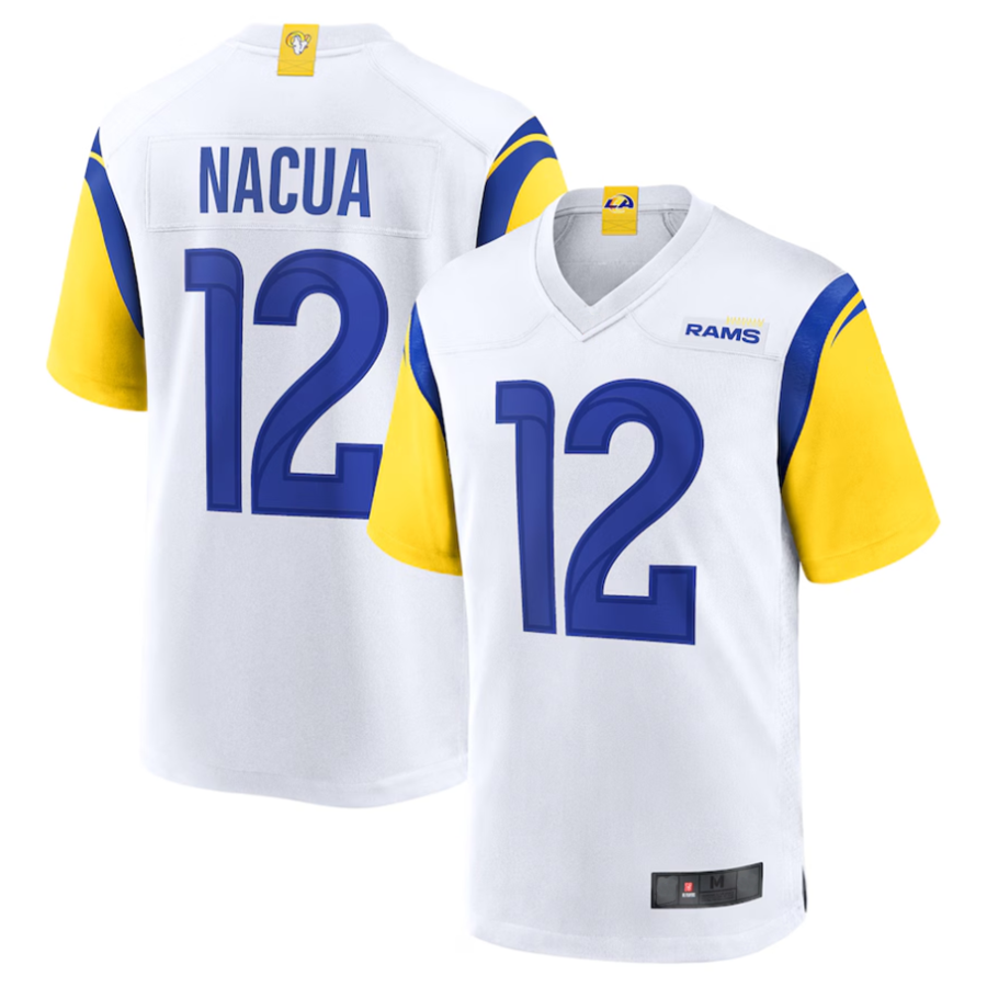 CAdoa LA.Rams #12 Puka Nacua White Game Player Jersey American Stitched Jerseys
