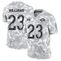 CAdoa LA.Rams #23 Kyren Williams Player Arctic Camo Salute to Service Limited Stitched Jerseys