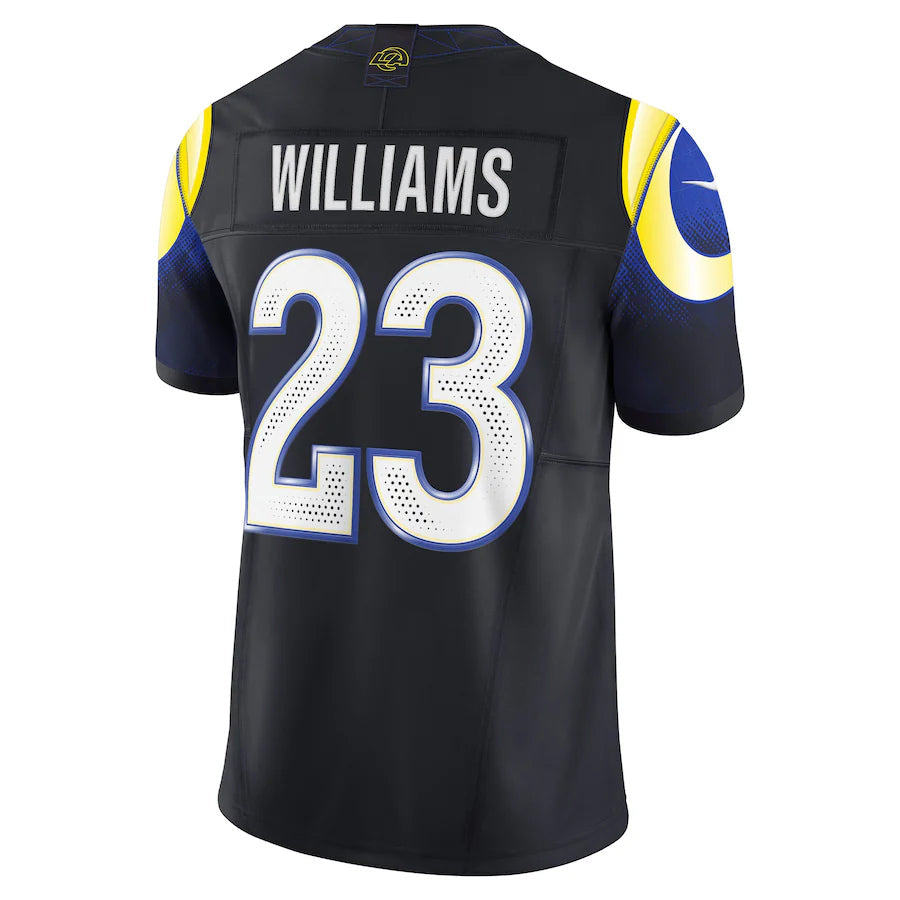 CAdoa LA.Rams #23 Kyren Williams Player Midnight Blue Rivalries Collection Vapor Limited Stitched Jerseys