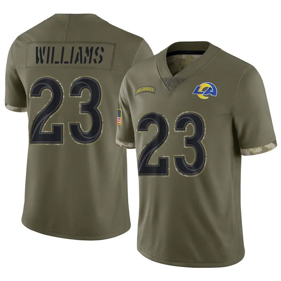 CAdoa LA.Rams #23 Kyren Williams Player Salute To Service Olive Stitched Jerseys