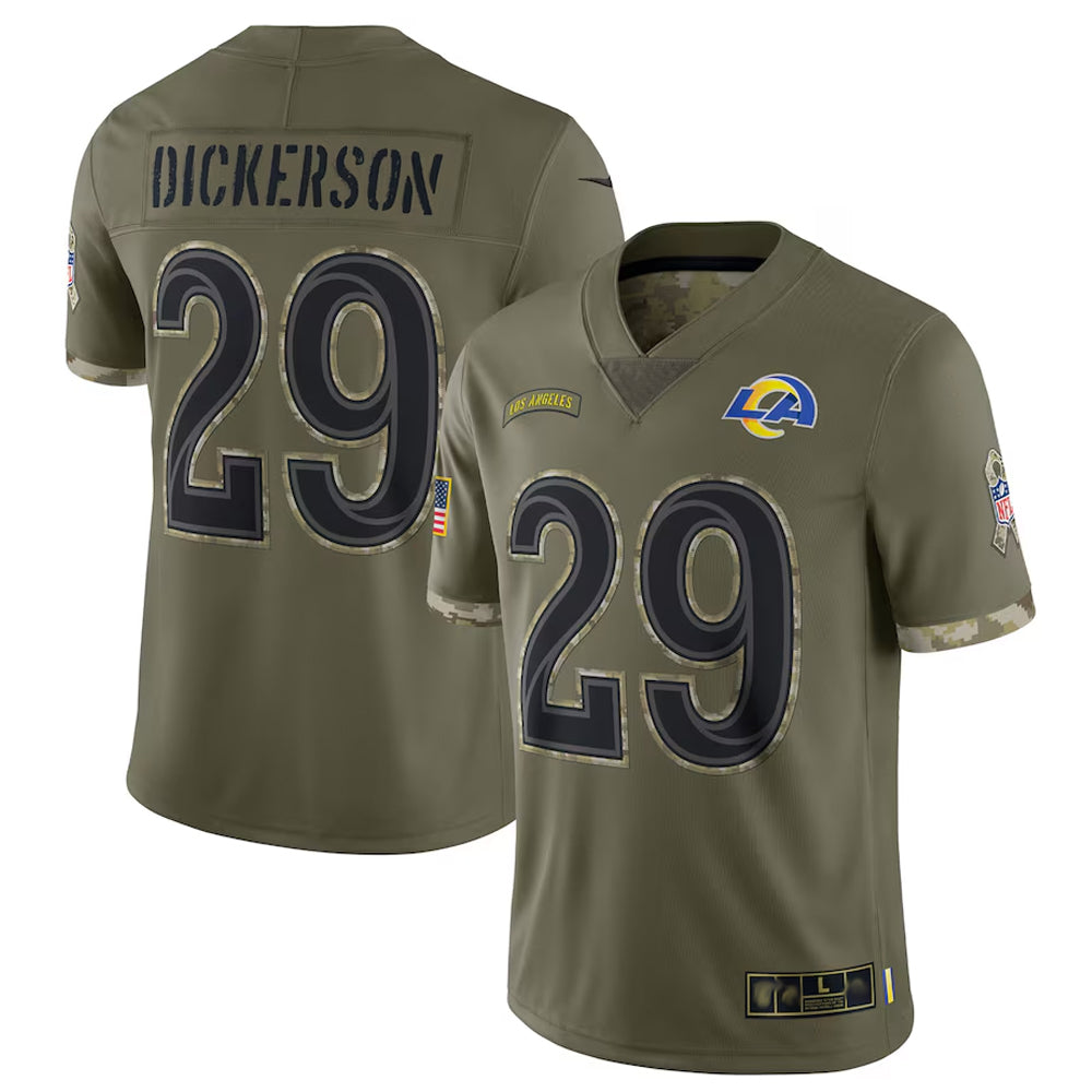 CAdoa LA.Rams #29 Eric Dickerson Player Salute To Service Olive Football Jerseys