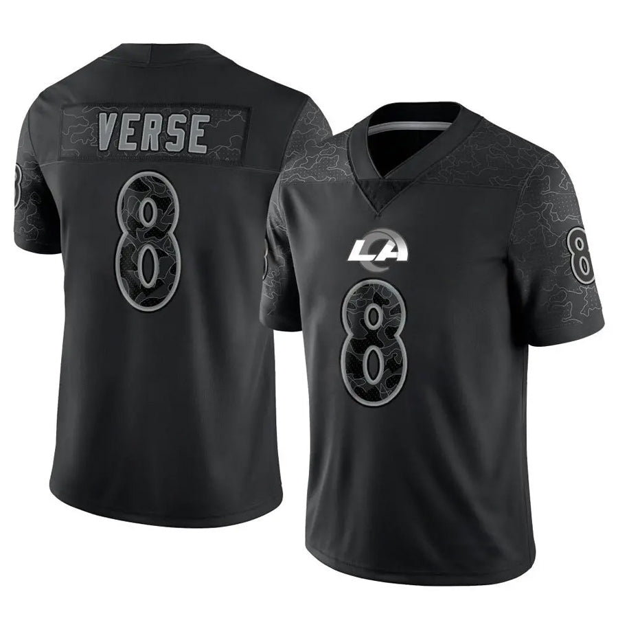 CAdoa LA.Rams #8 Jared Verse Player Black RFLCTV Limited Stitched Jerseys