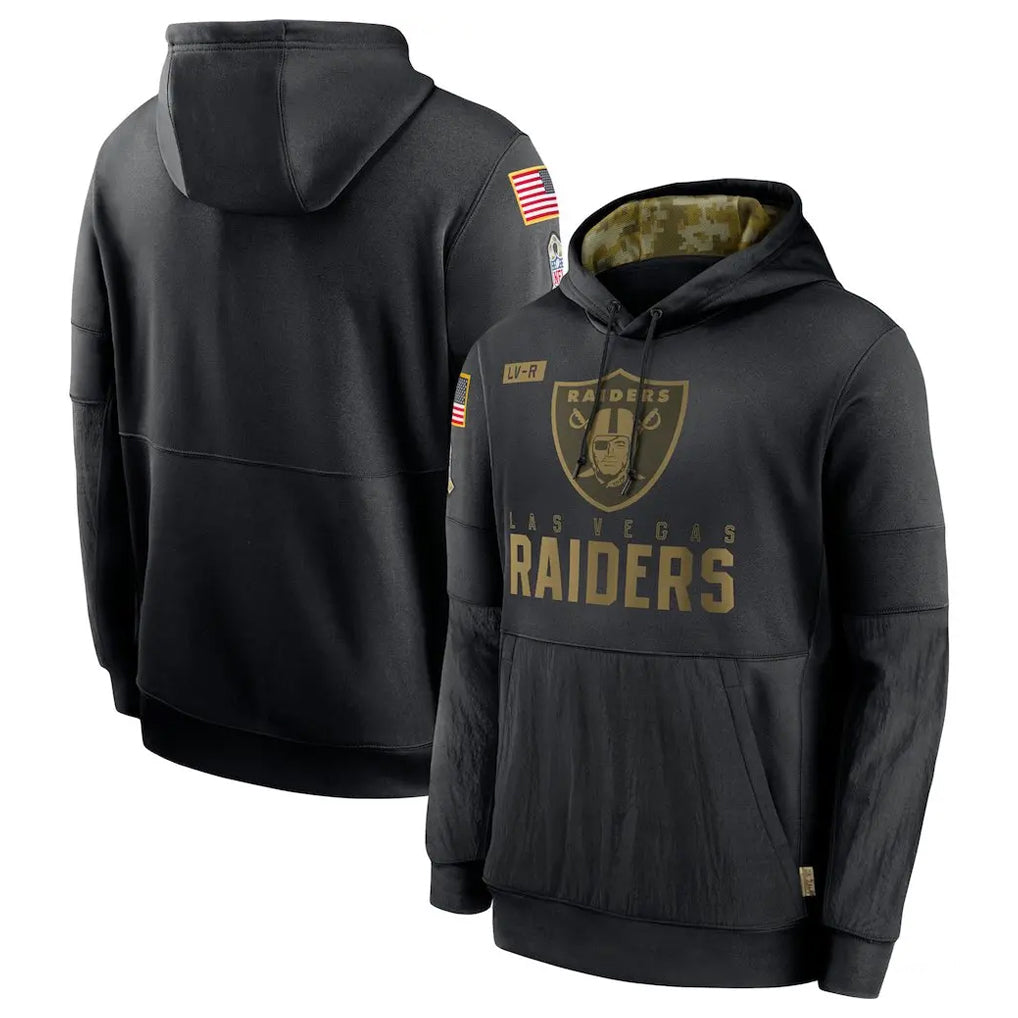 CAdoa LV.Raiders Black Salute to Service Hoodies Limited Game Blank Player Stitched Jerseys