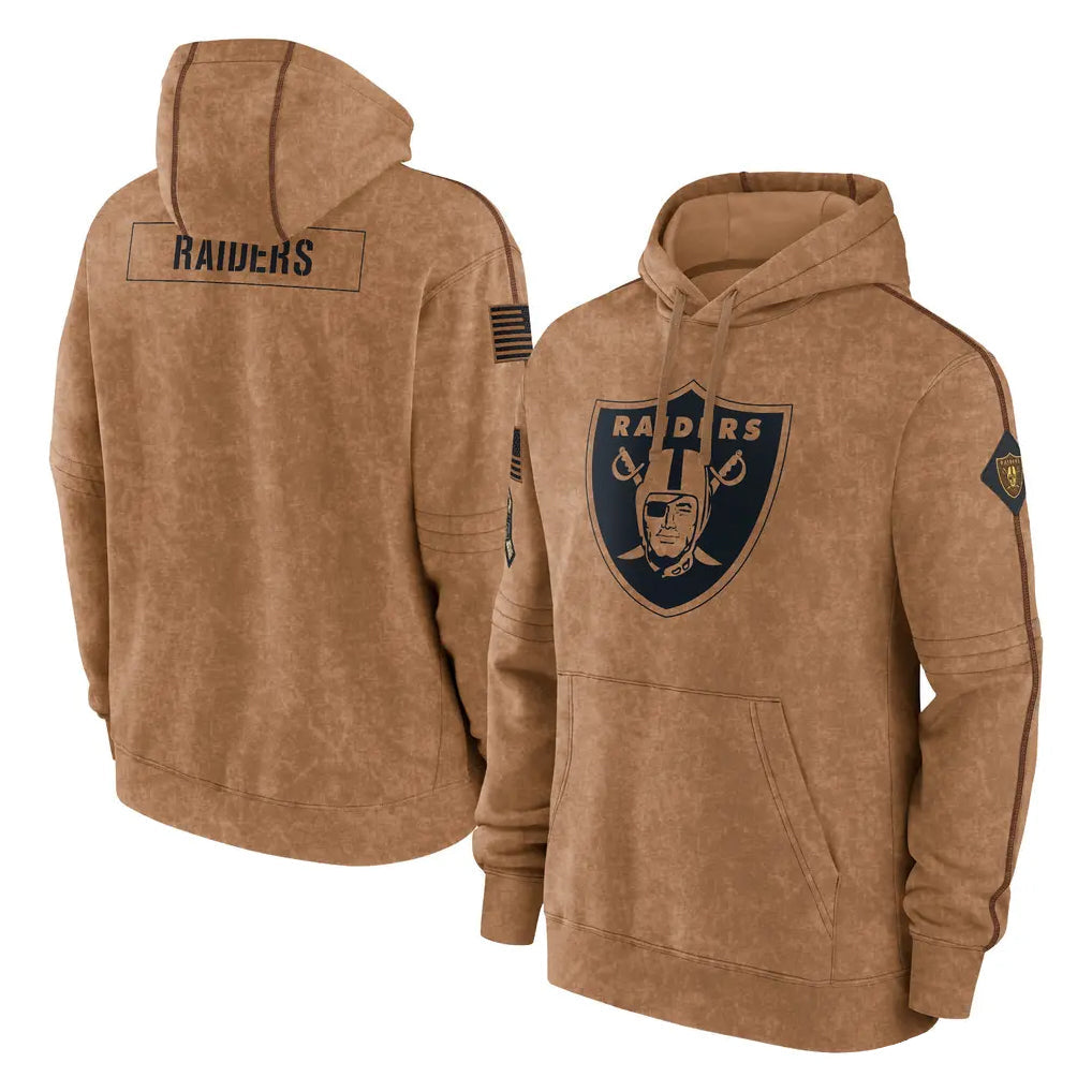 CAdoa LV.Raiders Brown Salute to Service Hoodies Limited Game Blank Player Stitched Jerseys