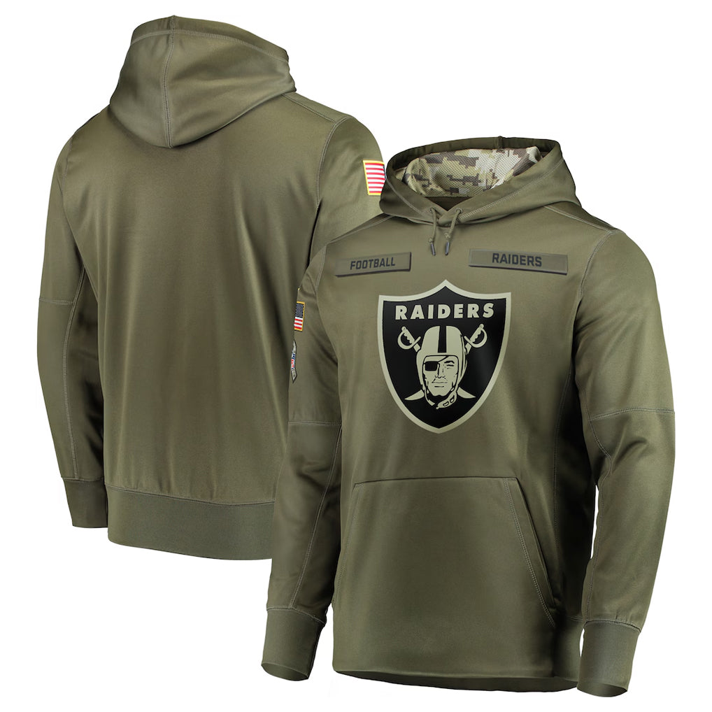 CAdoa LV.Raiders Olive Salute to Service Pullover Hoodies Home Game Blank Player Stitched Jerseys