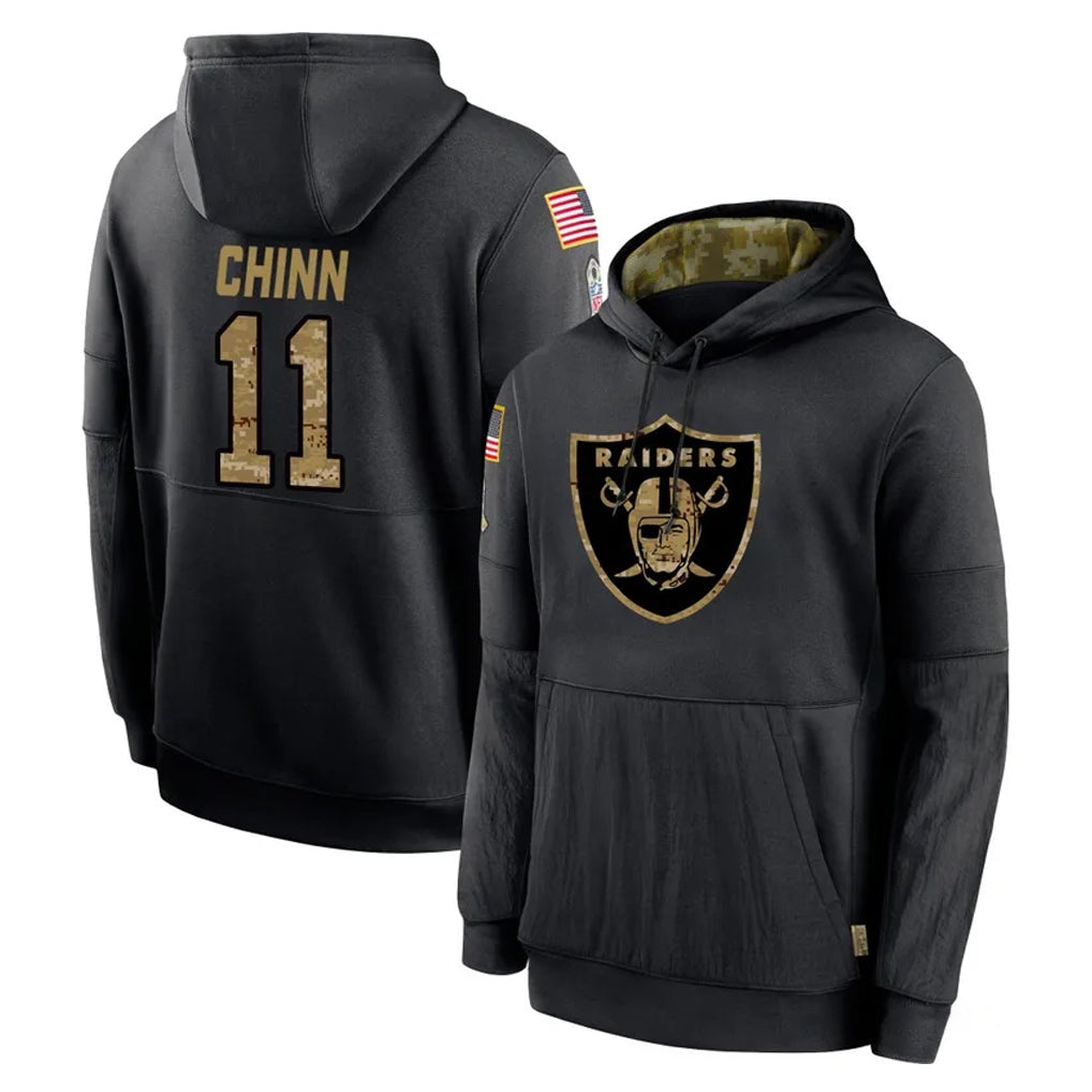 CAdoa LV.Raiders #11 Jeremy Chinn Player Black Salute to Service Hoodies Limited Game Stitched Jerseys