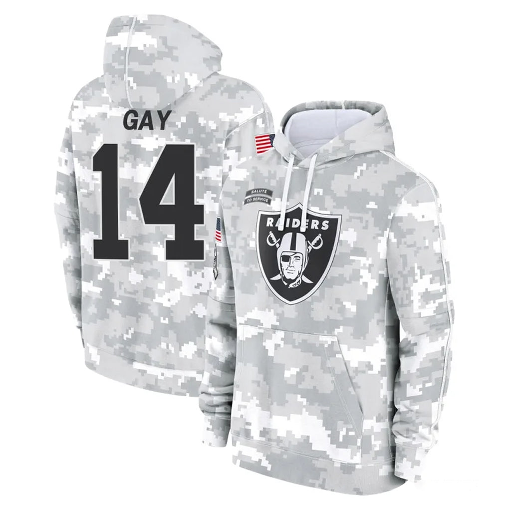 CAdoa LV.Raiders #14 Matt Gay Player Arctic Camo Salute to Service Hoodies Limited Game Stitched Jerseys