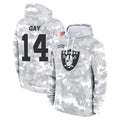 CAdoa LV.Raiders #14 Matt Gay Player Arctic Camo Salute to Service Hoodies Limited Game Stitched Jerseys