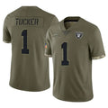 CAdoa LV.Raiders #1 Tre Tucker Player Olive Salute To Service Limited Stitched Jerseys