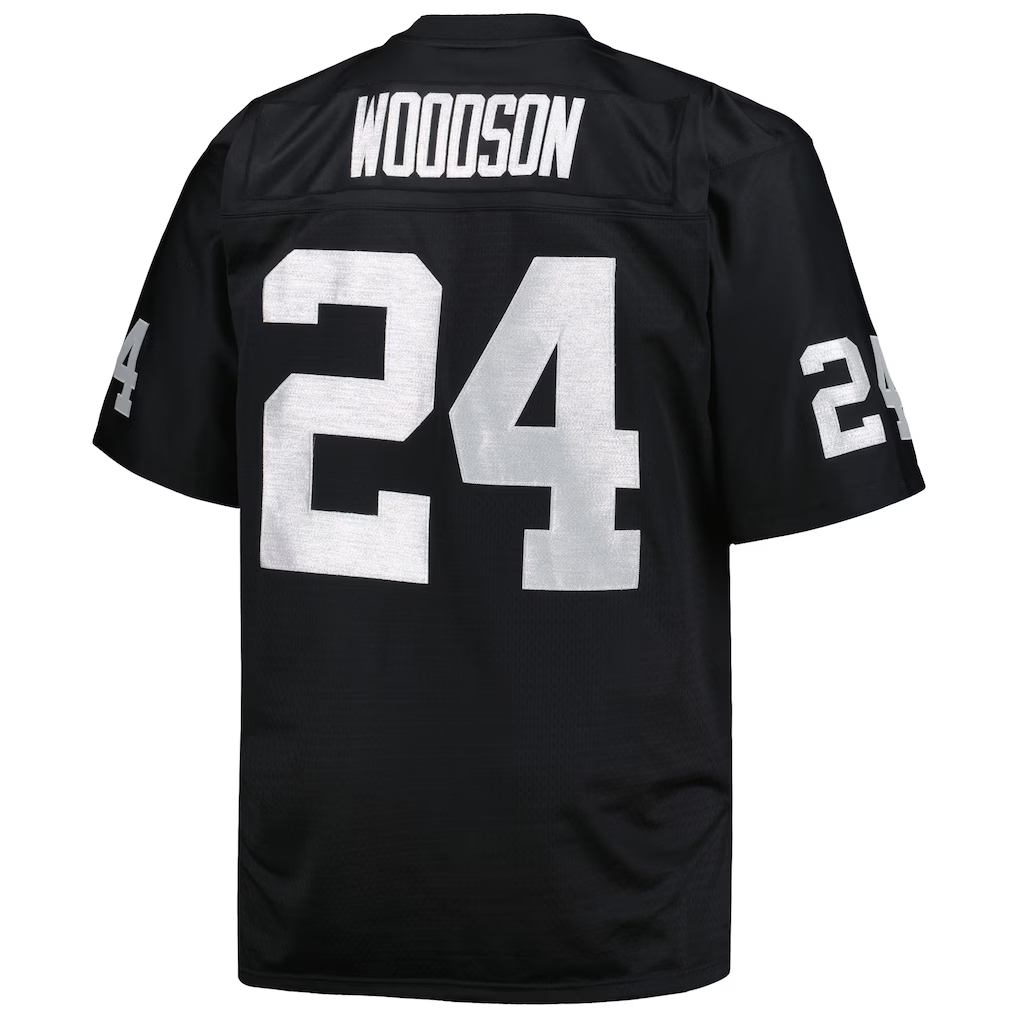 CAdoa LV.Raiders #24 Charles Woodson Mitchell & Ness Black Big & Tall 1998 Retired Player Replica Jersey