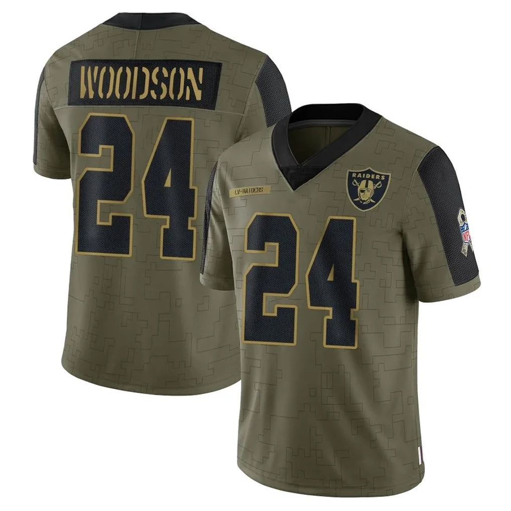 CAdoa LV.Raiders #24 Charles Woodson Player Salute To Service Olive Stitched Jerseys