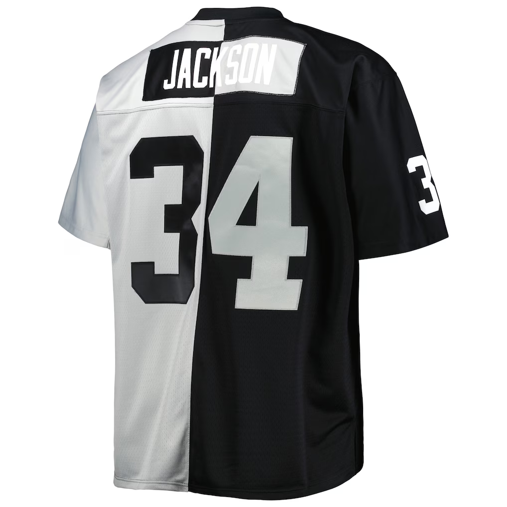 CAdoa LV.Raiders #34 Bo Jackson Mitchell & Ness BlackSilver Big & Tall Split Legacy Retired Player Replica Jerseys