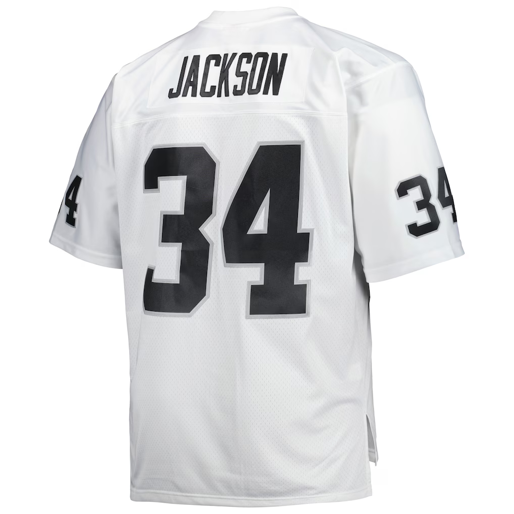CAdoa LV.Raiders #34 Bo Jackson Mitchell & Ness White Big & Tall 1988 Retired Player Replica Stitched Puhic Jersey
