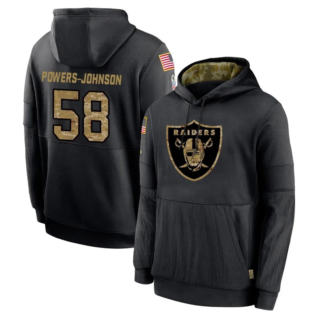 CAdoa LV.Raiders #58 Jackson Powers-Johnson Player Black Salute to Service Hoodies Limited Game Stitched Jerseys