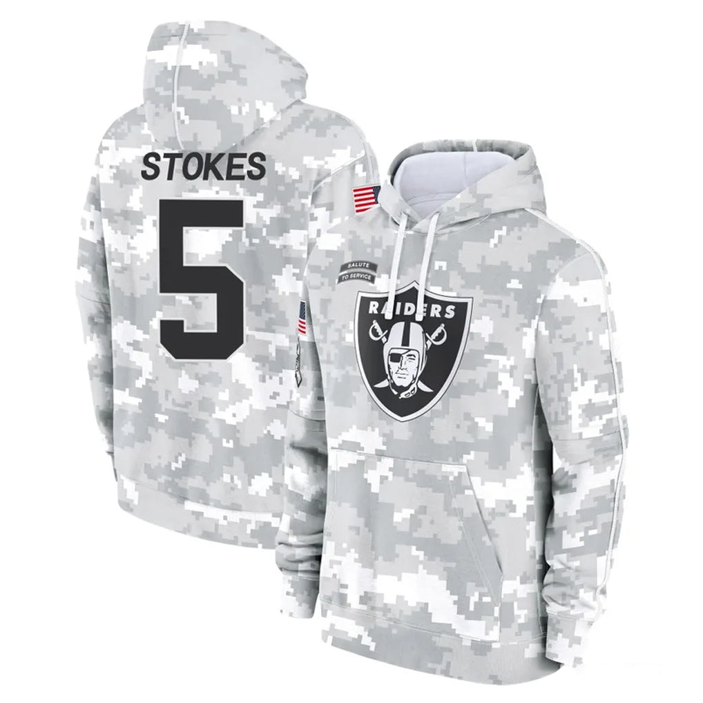 CAdoa LV.Raiders #5 Eric Stokes Player Arctic Camo Salute to Service Hoodies Limited Game Stitched Jerseys