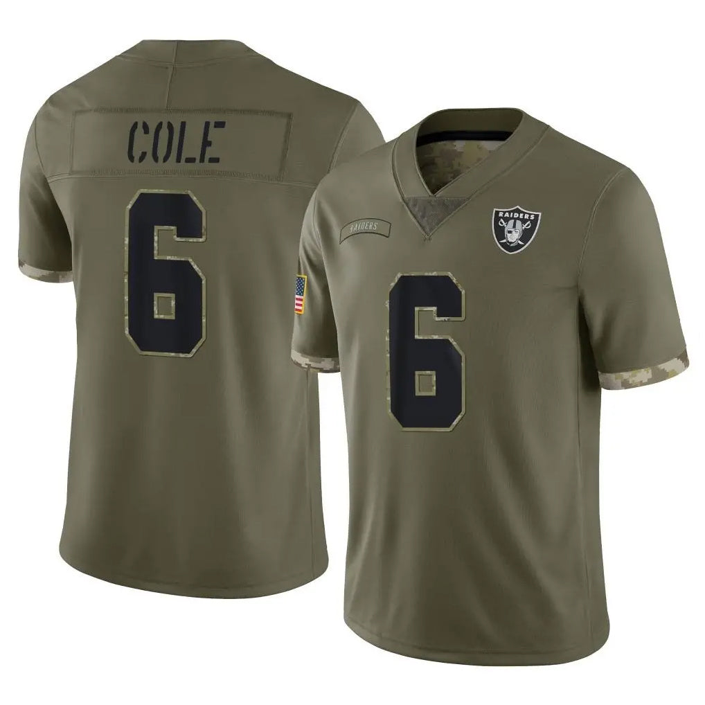 CAdoa LV.Raiders #6 A.J. Cole Player Olive Salute To Service Limited Stitched Jerseys