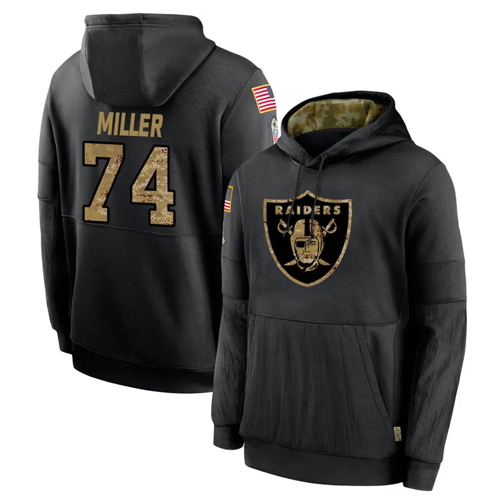 CAdoa LV.Raiders #74 Kolton Miller Player Black Salute to Service Hoodies Limited Game Stitched Jerseys