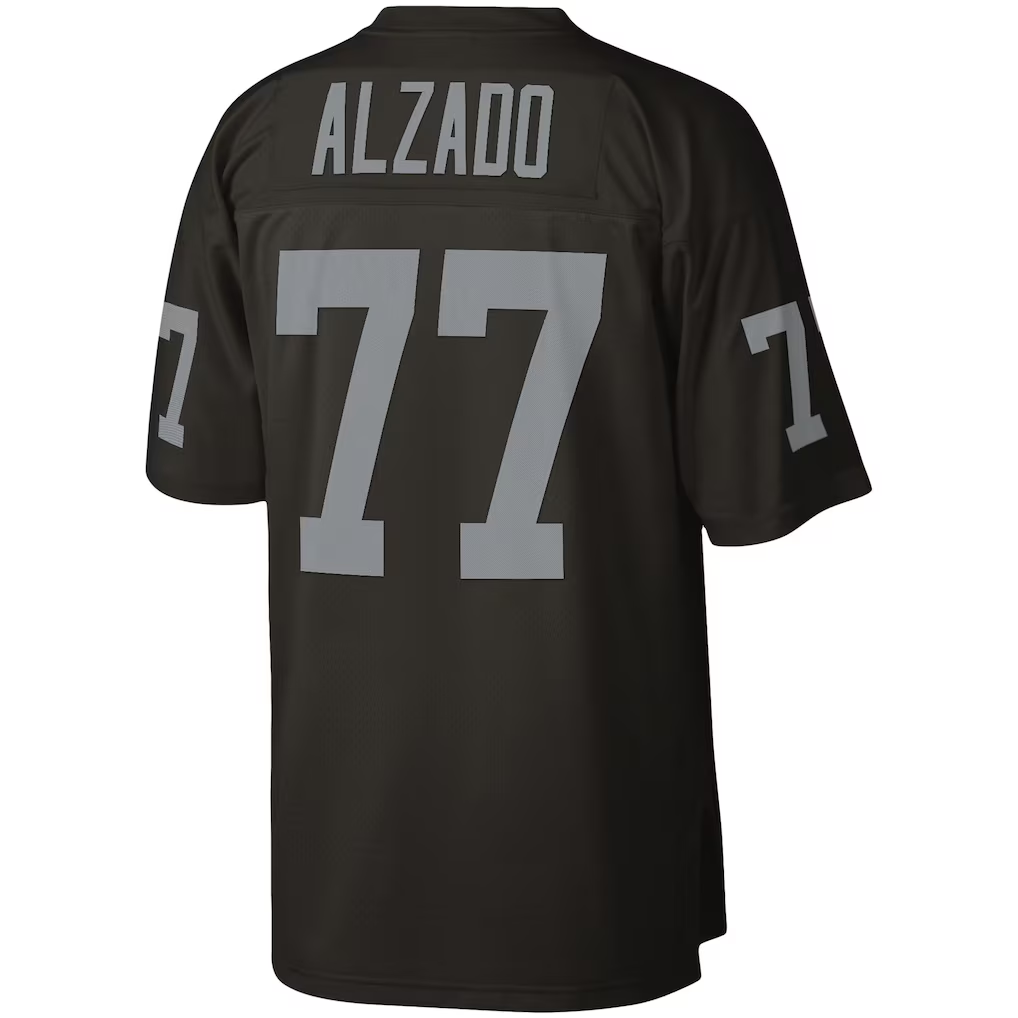 CAdoa LV.Raiders #77 Lyle Alzado Mitchell & Ness Black Legacy Replica Stitched Puhic  Jersey