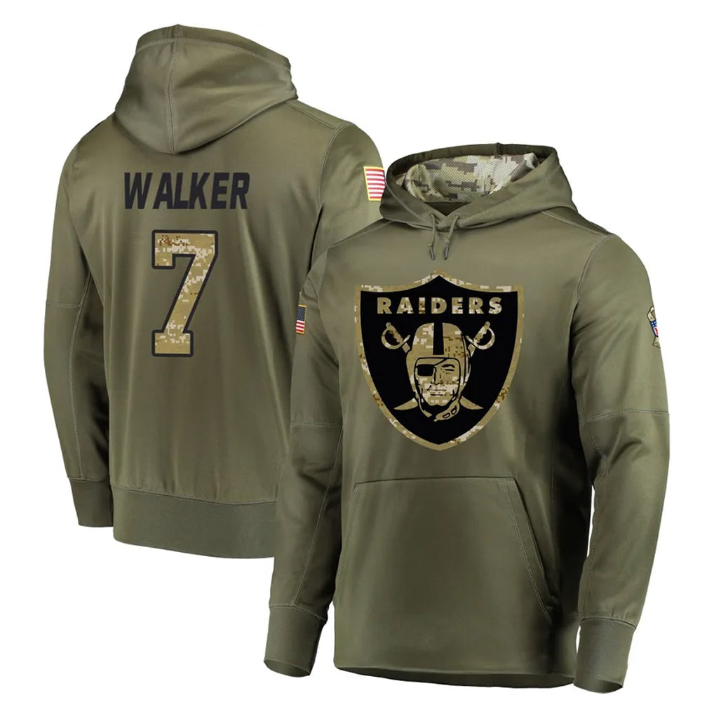 CAdoa LV.Raiders #7 Quay Walker Player Olive Salute to Service Pullover Hoodies Home Game Stitched Jerseys