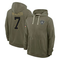 CAdoa LV.Raiders #7 Quay Walker Player Olive Salute to Service Pullover Hoodies Limited Stitched Jerseys