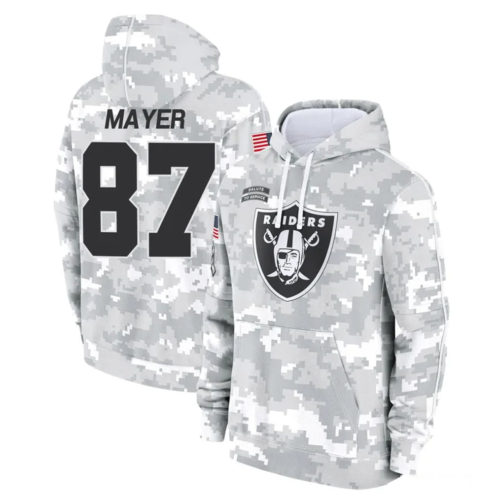 CAdoa LV.Raiders #87 Michael Mayer Player Arctic Camo Salute to Service Hoodies Limited Game Stitched Jerseys