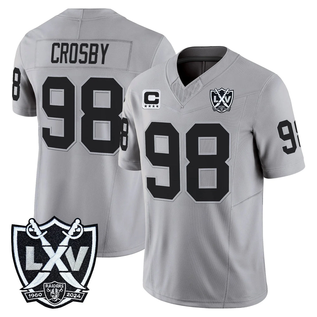 CAdoa LV.Raiders #98 Maxx Crosby Player Gray 2026 Vapor Limited Home Game Stitched Jerseys