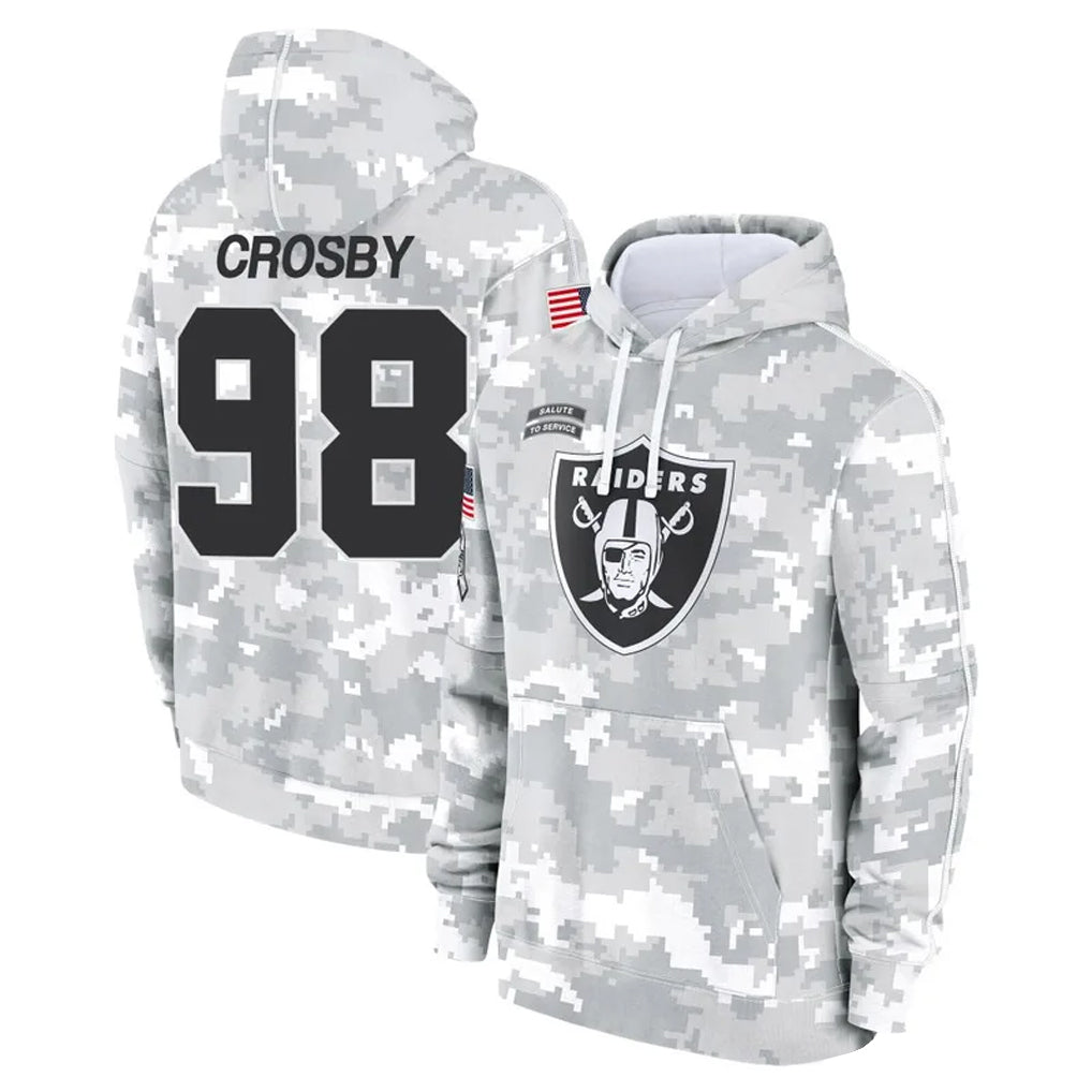 CAdoa LV.Raiders #98 Maxx Crosby Player Salute to Service Hoodies Stitched Jerseys