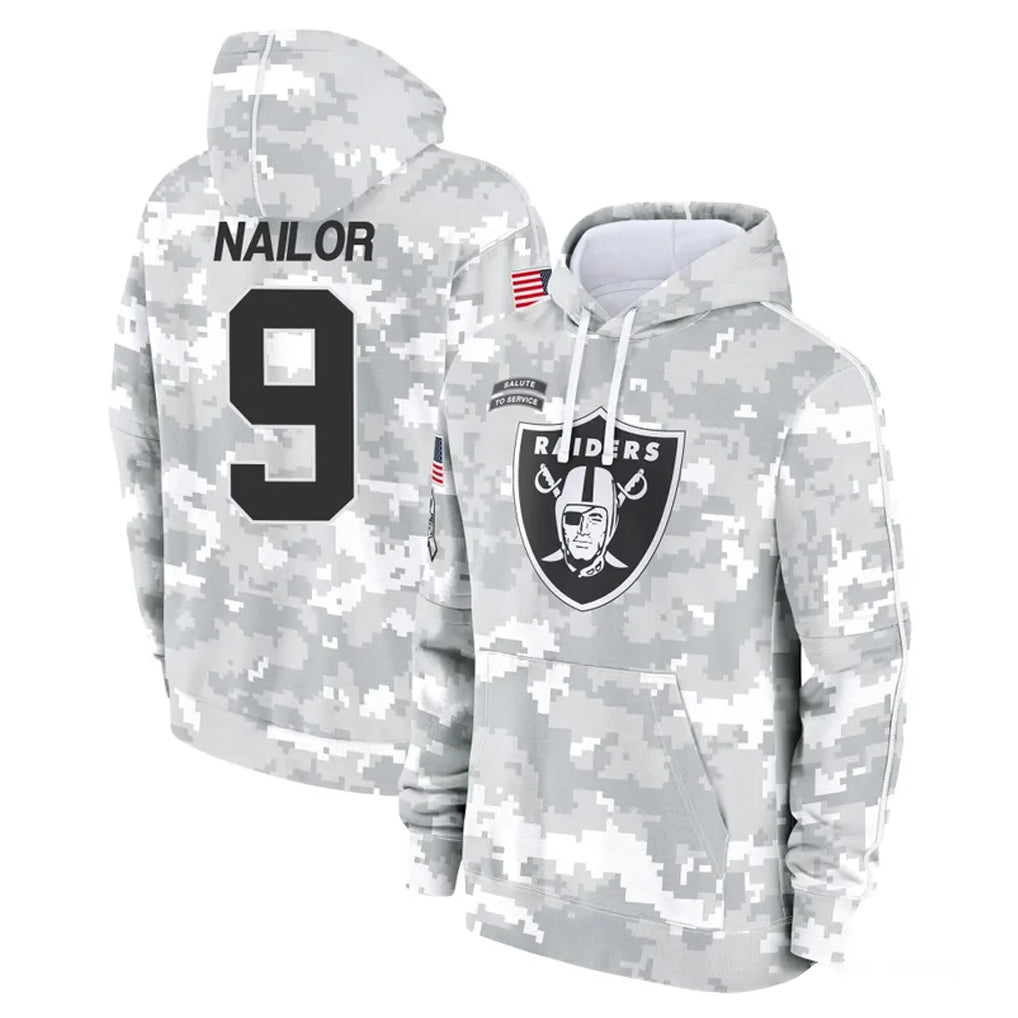 CAdoa LV.Raiders #9 Jalen Nailor Player Arctic Camo Salute to Service Hoodies Limited Game Stitched Jerseys