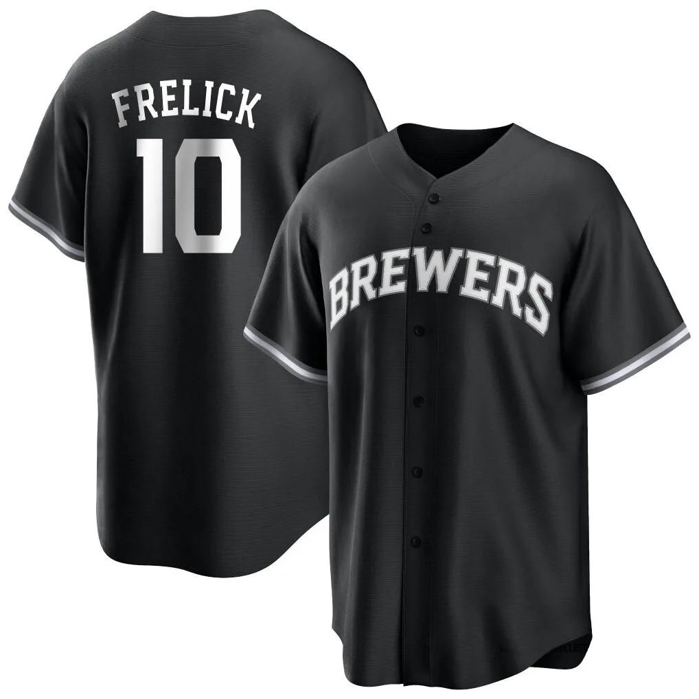 CAdoa M.Brewers #10 Sal Frelick Player Black Game Home Stitched Jerseys