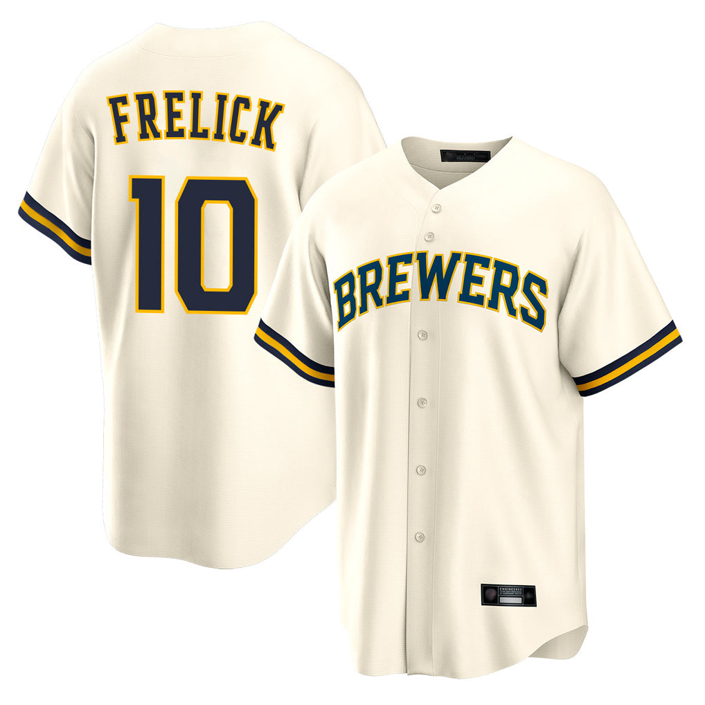 CAdoa M.Brewers #10 Sal Frelick Player Cream Home Game Stitched Jerseys