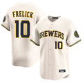CAdoa M.Brewers #10 Sal Frelick Player Cream Home Limited Game Stitched Jerseys