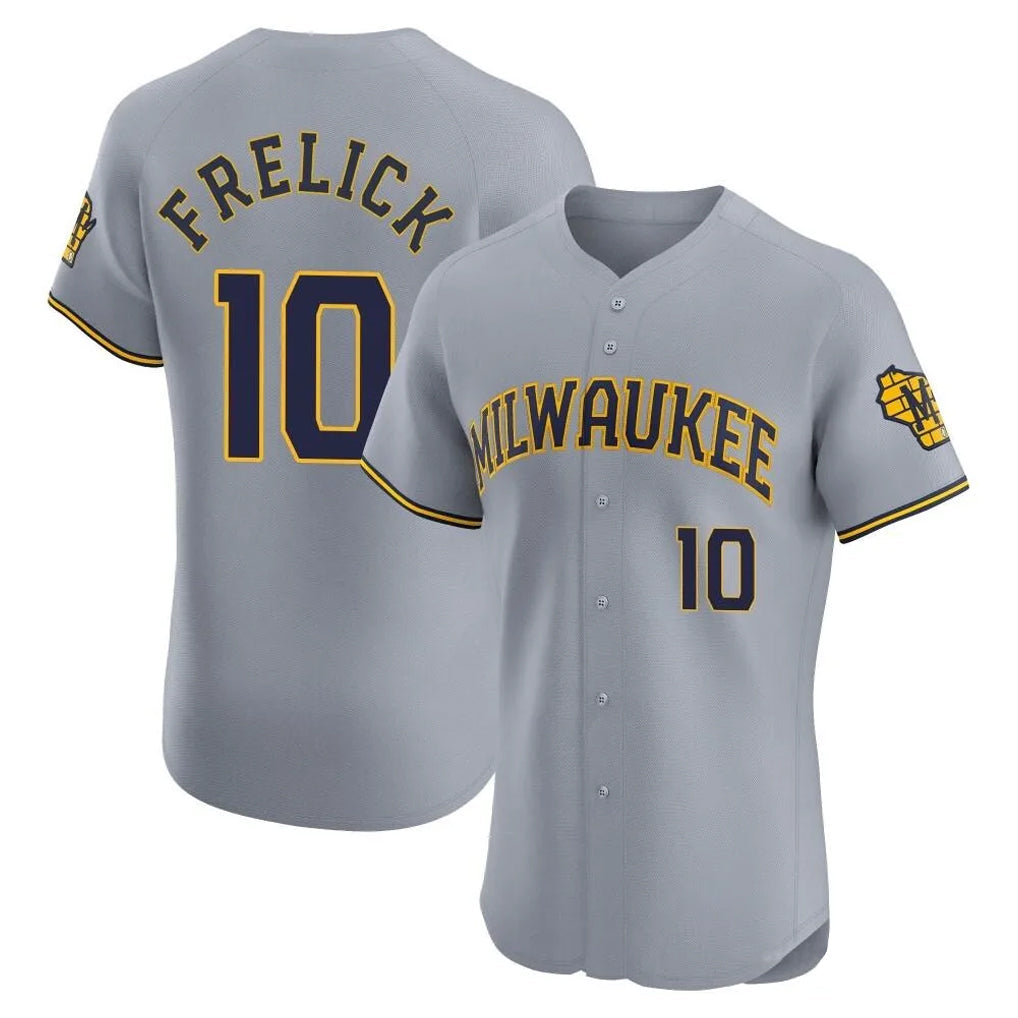 CAdoa M.Brewers #10 Sal Frelick Player Gray Home Limited Elite Stitched Jerseys